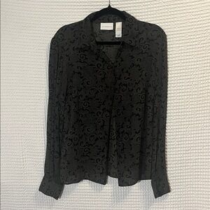 Liz Claiborne Black and Cream Patterned Blouse